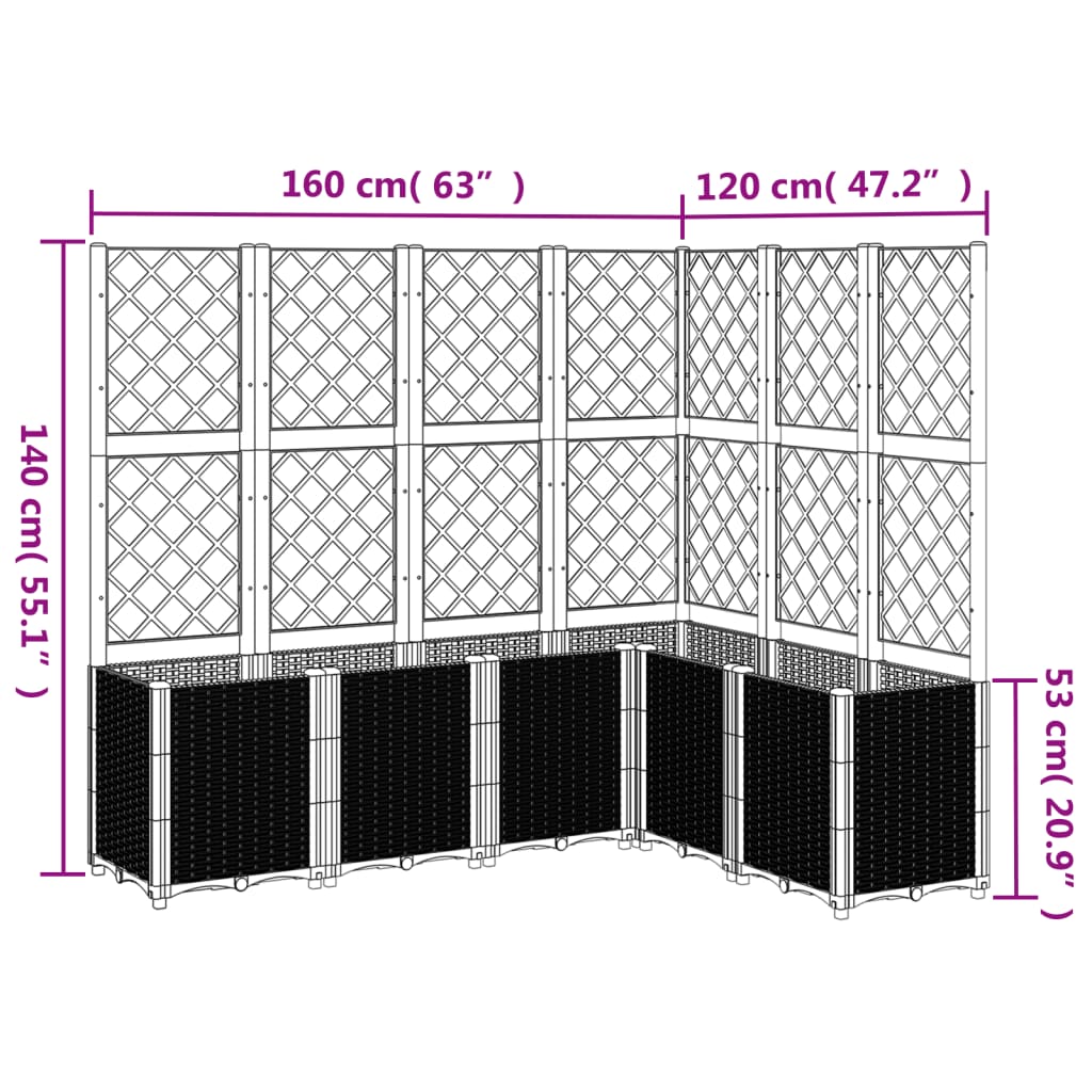 Plantenbak Met Latwerk 160X120X140 Cm Polypropeen Wit