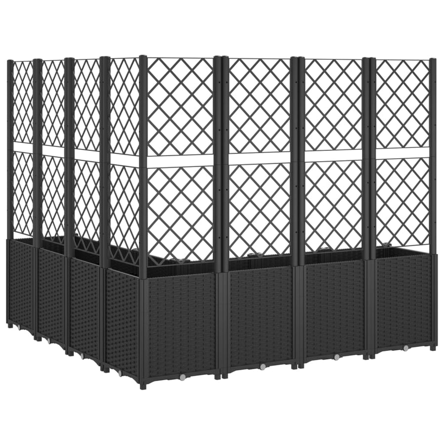 Plantenbak Met Latwerk 160X160X140 Cm Polypropeen Zwart