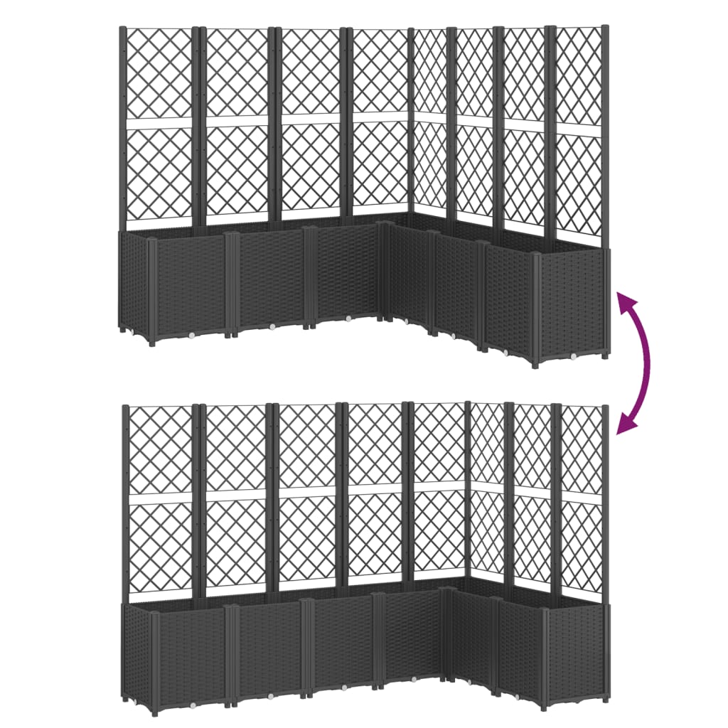 Plantenbak Met Latwerk 160X160X140 Cm Polypropeen Zwart