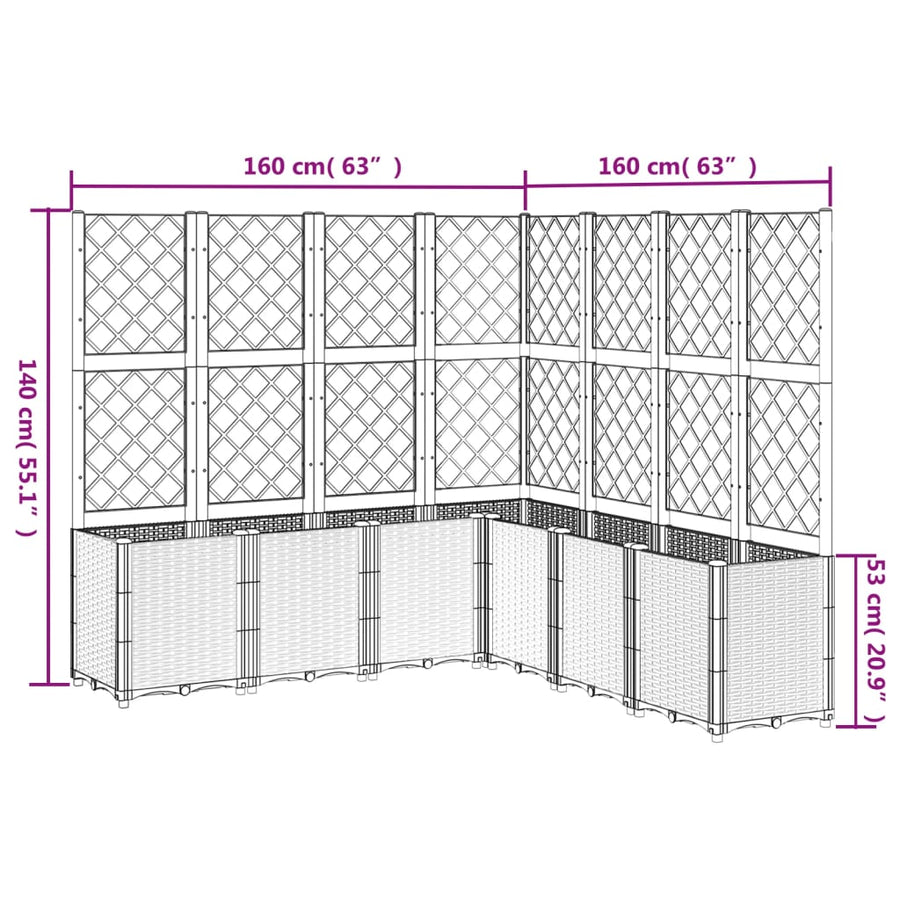 Plantenbak Met Latwerk 160X160X140 Cm Polypropeen Wit Groen