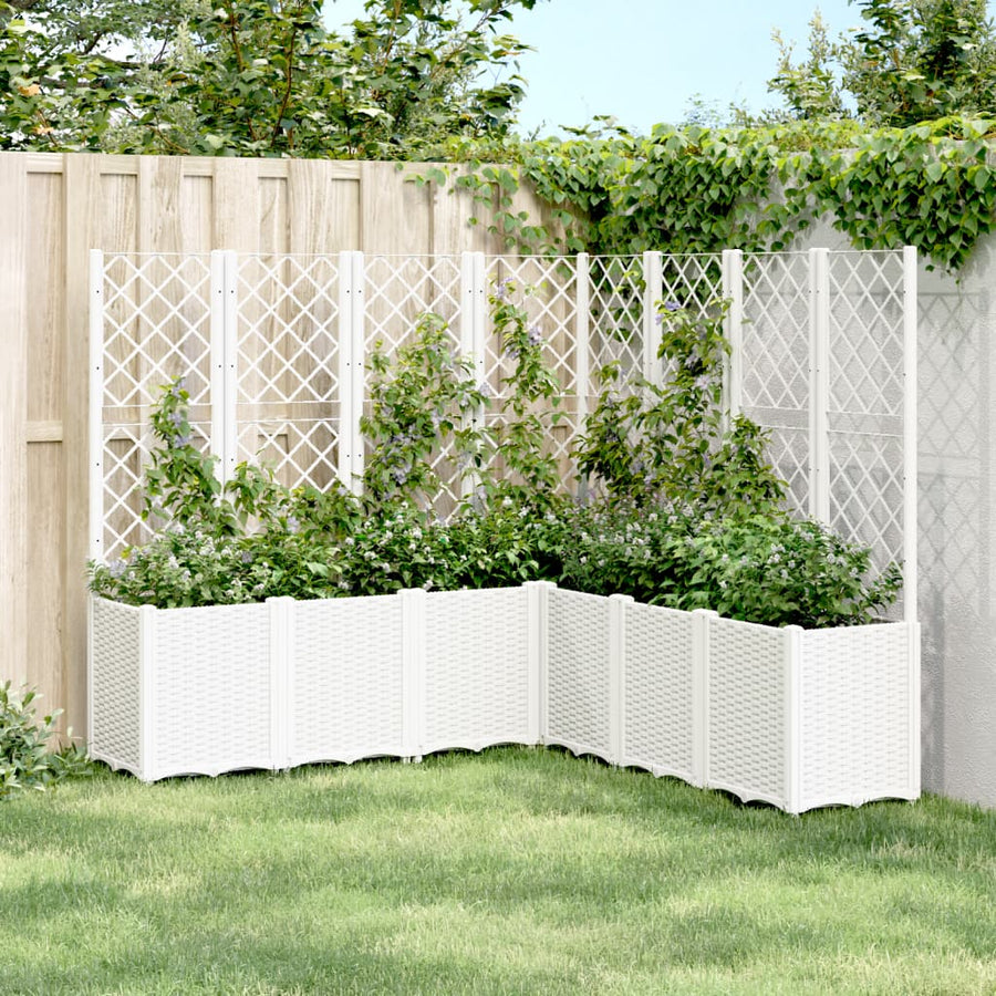 Plantenbak Met Latwerk 160X160X140 Cm Polypropeen Wit Groen