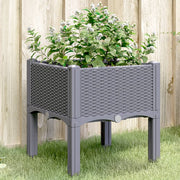 Plantenbak met poten 40x40x42 cm polypropeen blauwgrijs
