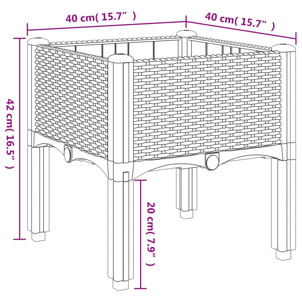 Plantenbak Met Poten Polypropeen 40 x 40 x 42 cm