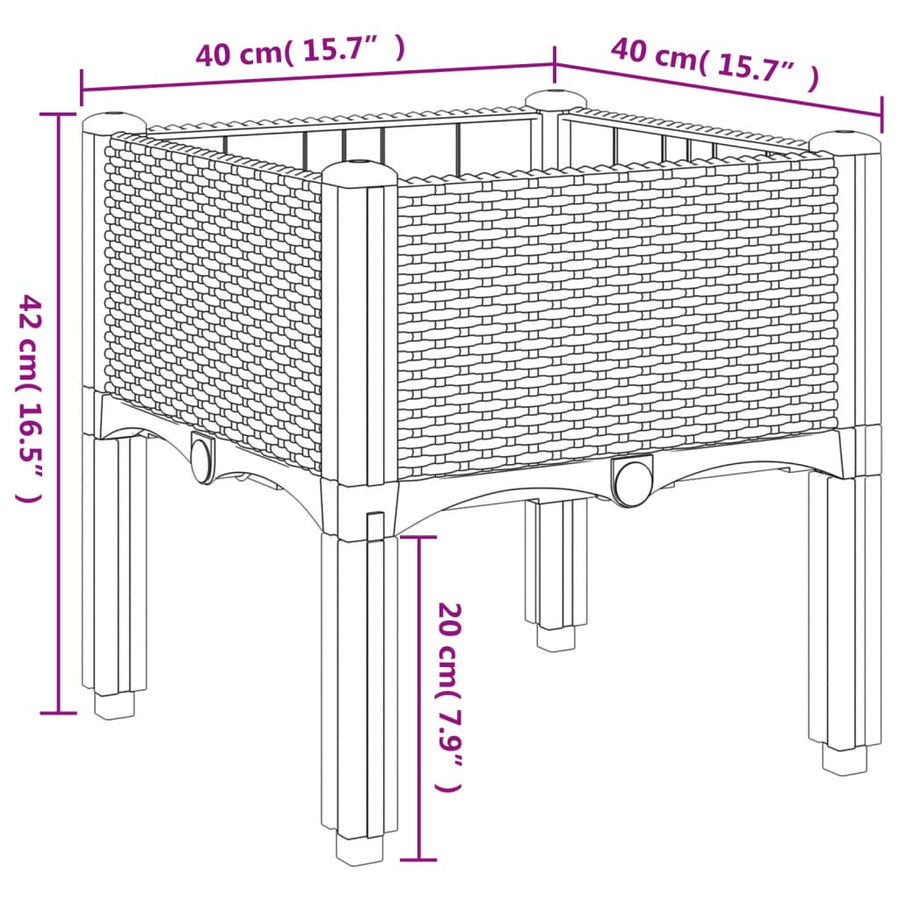 Plantenbak Met Poten Polypropeen 40 x 40 x 42 cm