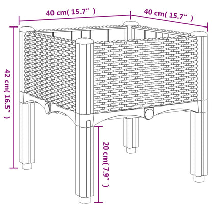 Plantenbak met poten 40x40x42 cm polypropeen zwart