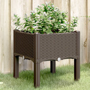 Plantenbak met poten 40x40x42 cm bruin polypropeen