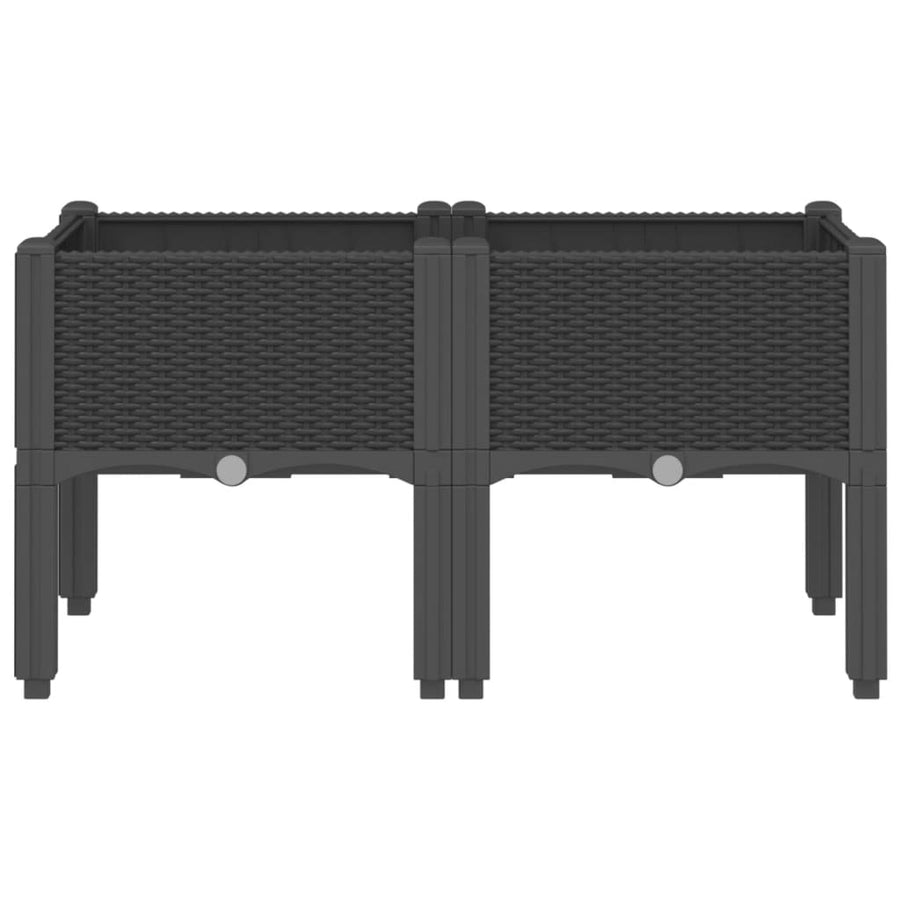 Plantenbak met poten 80x40x42 cm polypropeen zwart