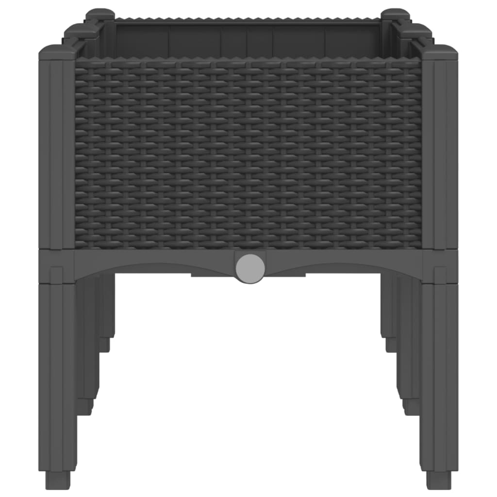 Plantenbak met poten 80x40x42 cm polypropeen zwart