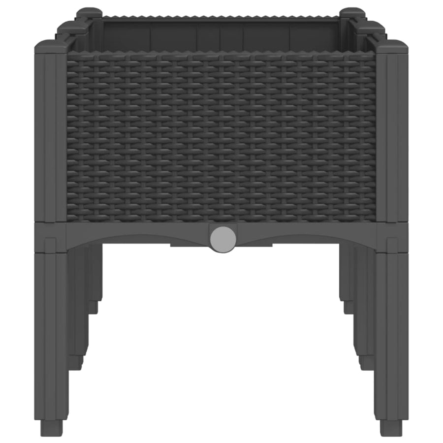 Plantenbak met poten 80x40x42 cm polypropeen zwart