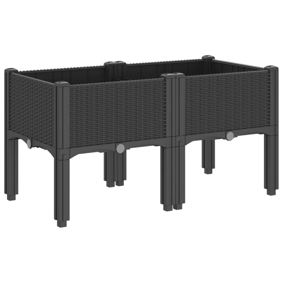 Plantenbak met poten 80x40x42 cm polypropeen zwart
