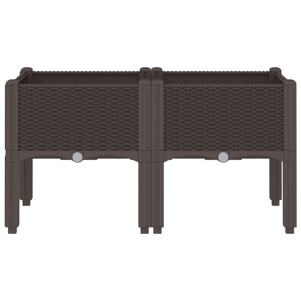 Plantenbak met poten 80x40x42 cm polypropeen bruin