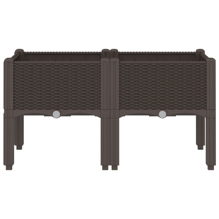 Plantenbak met poten 80x40x42 cm polypropeen bruin