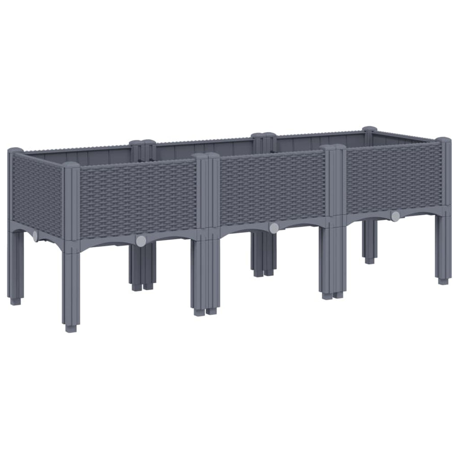 Plantenbak met poten 120x40x42 cm polypropeen grijs