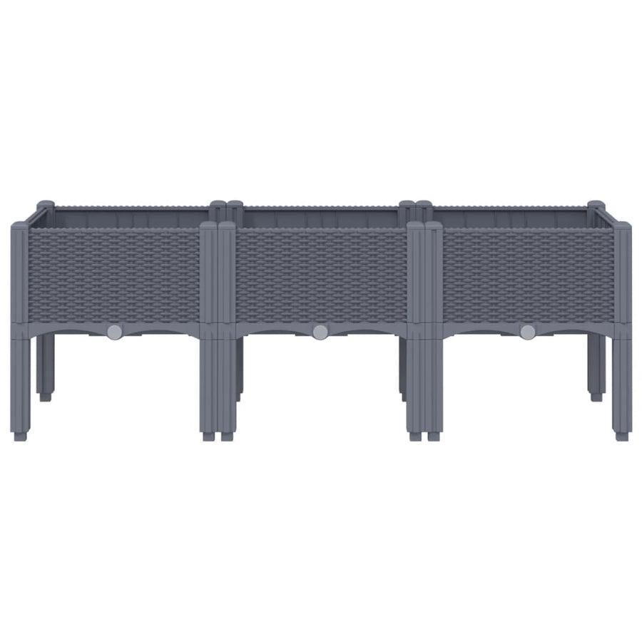 Plantenbak met poten 120x40x42 cm polypropeen grijs