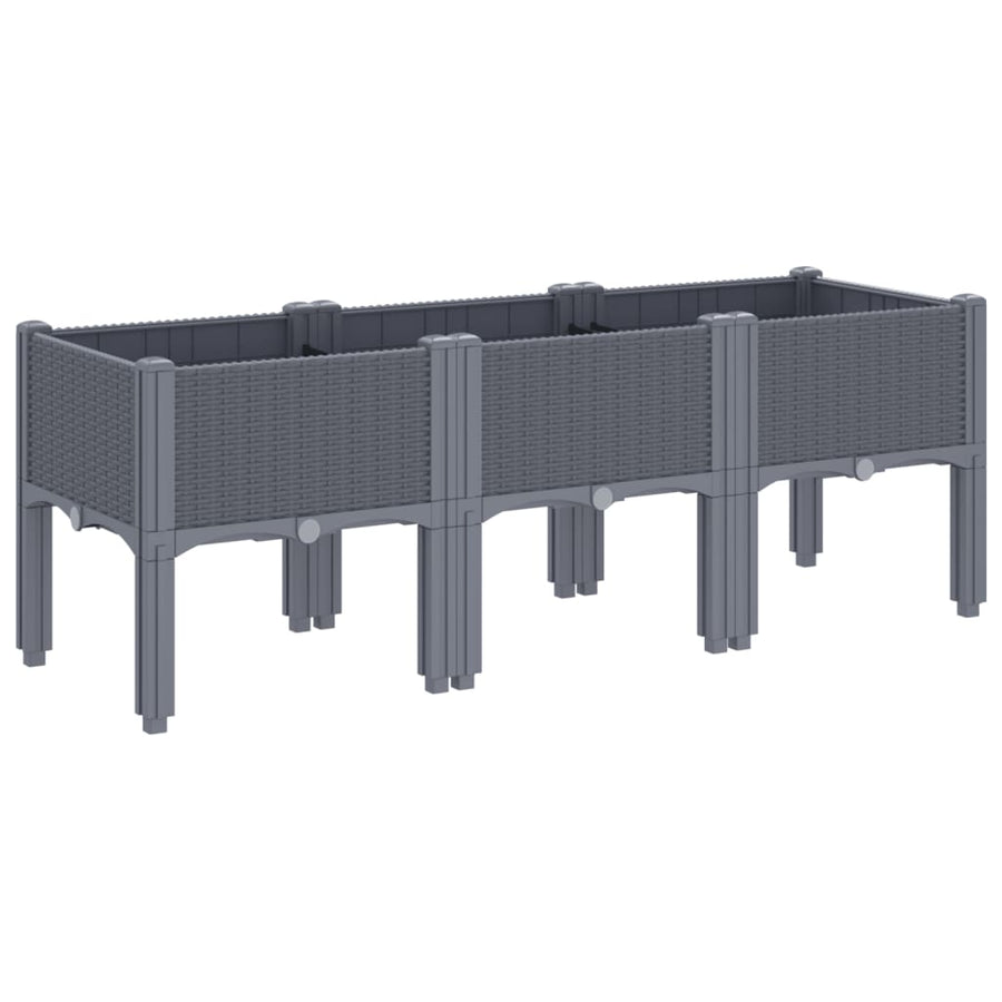 Plantenbak met poten 120x40x42 cm polypropeen grijs