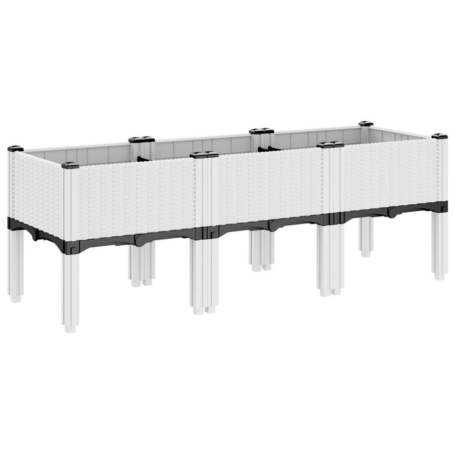 Plantenbak met poten 120x40x42 cm polypropeen wit