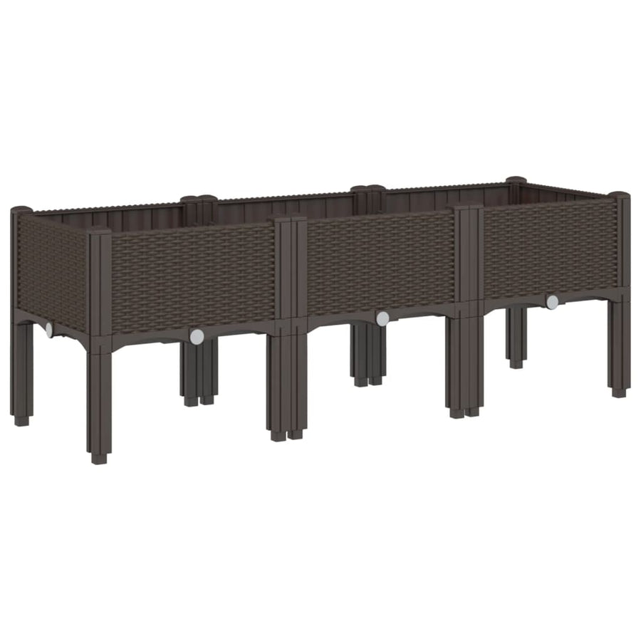 Plantenbak met poten 120x40x42 cm polypropeen bruin
