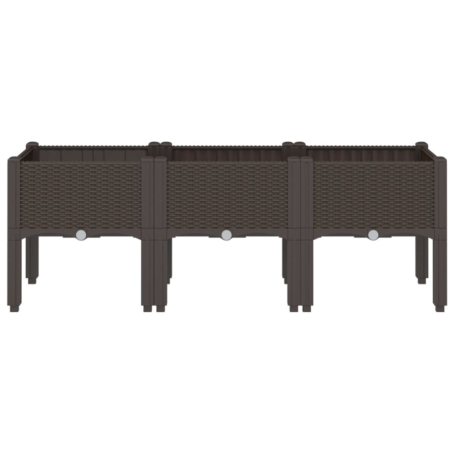 Plantenbak met poten 120x40x42 cm polypropeen bruin