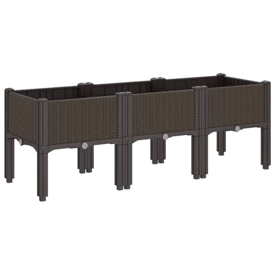 Plantenbak met poten 120x40x42 cm polypropeen bruin