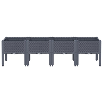 Plantenbak met poten 160x40x42 cm polypropeen grijs