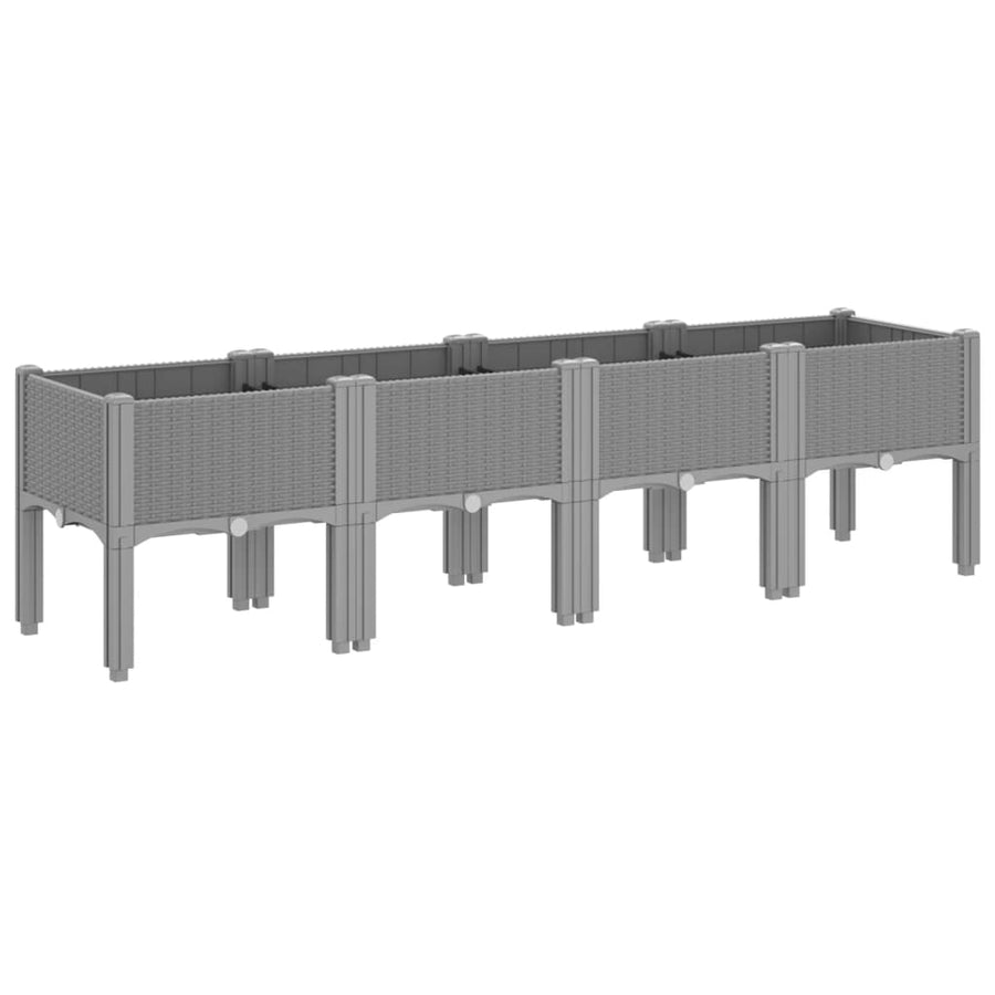 Plantenbak met poten 160x40x42 cm polypropeen lichtgrijs