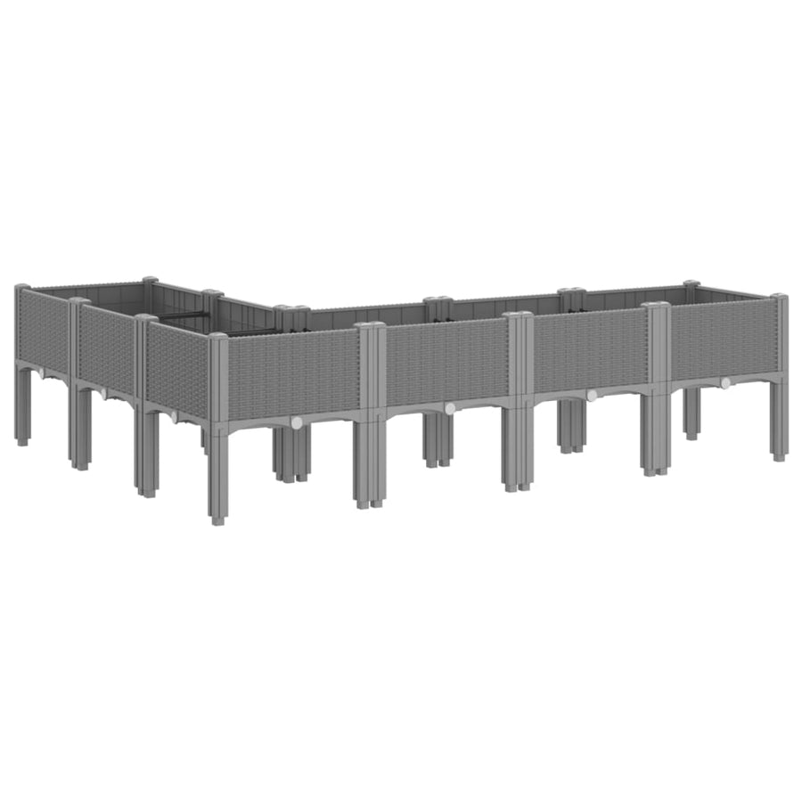 Plantenbak met poten 160x120x42 cm polypropeen lichtgrijs