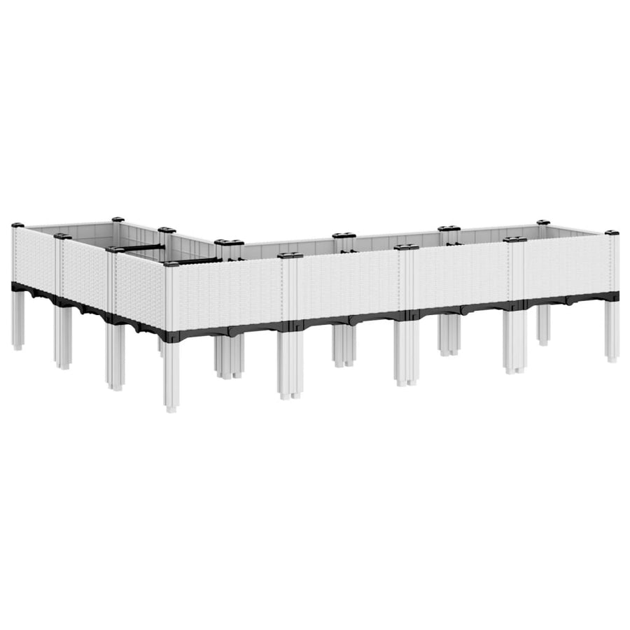 Plantenbak met poten 160x120x42 cm polypropeen wit