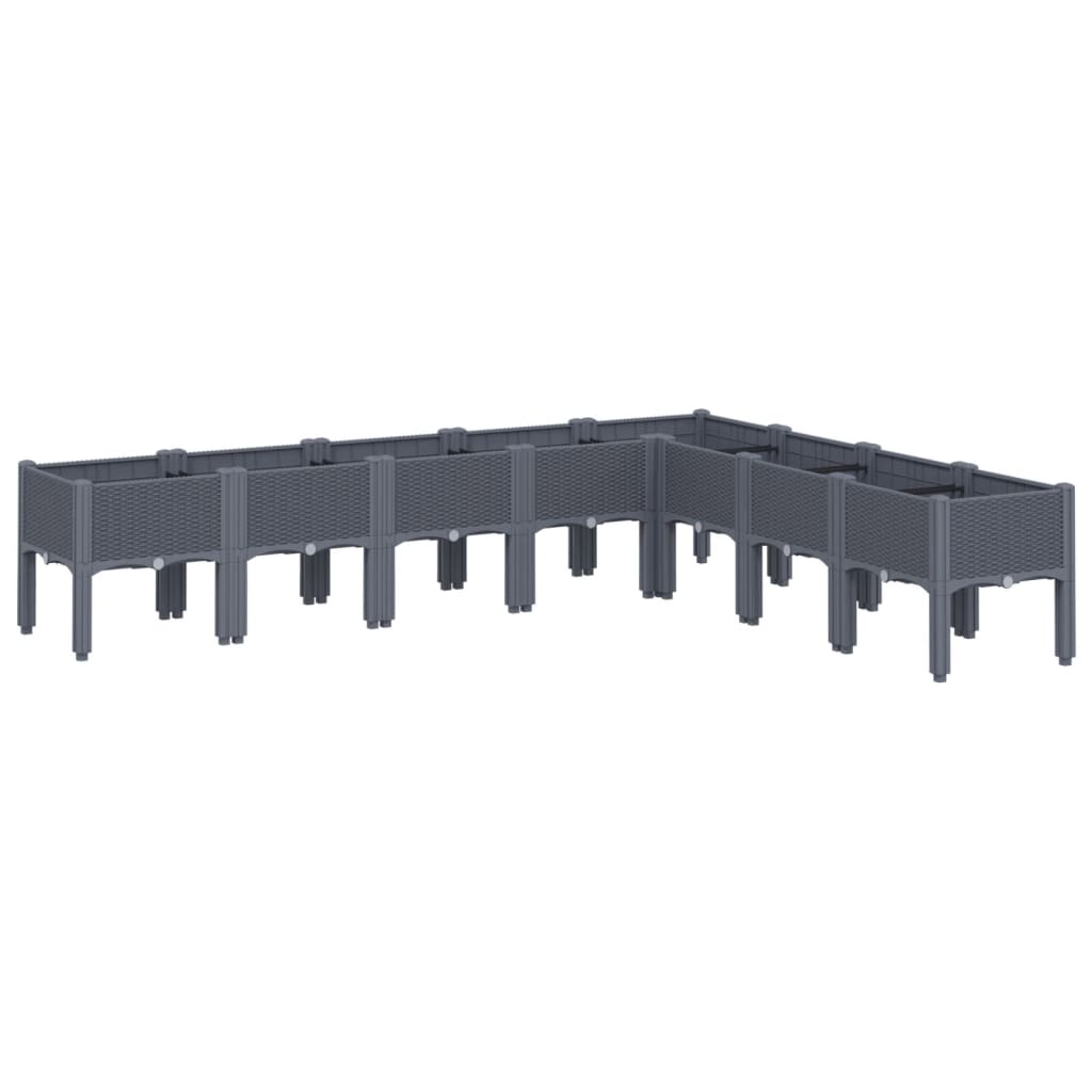 Plantenbak met poten 200x160x42 cm polypropeen grijs
