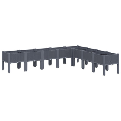 Plantenbak met poten 200x160x42 cm polypropeen grijs