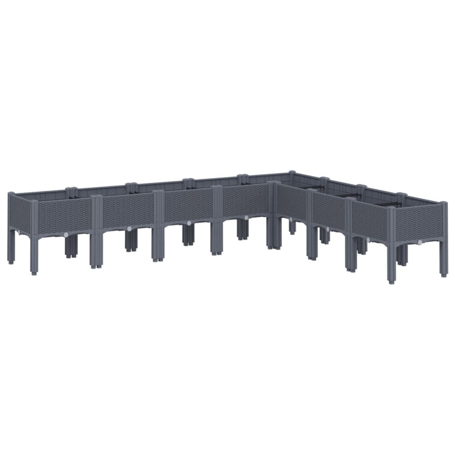 Plantenbak met poten 200x160x42 cm polypropeen grijs