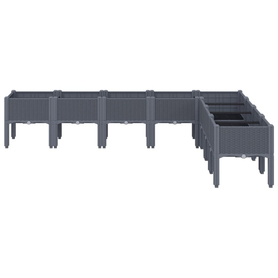 Plantenbak met poten 200x160x42 cm polypropeen grijs
