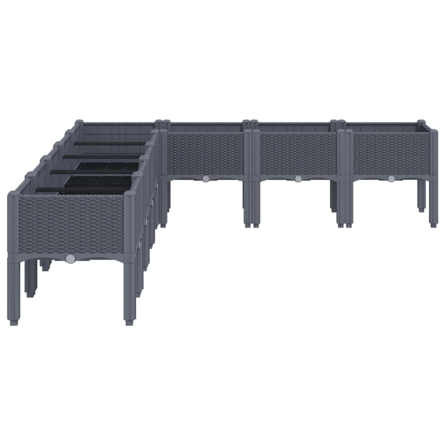 Plantenbak met poten 200x160x42 cm polypropeen grijs