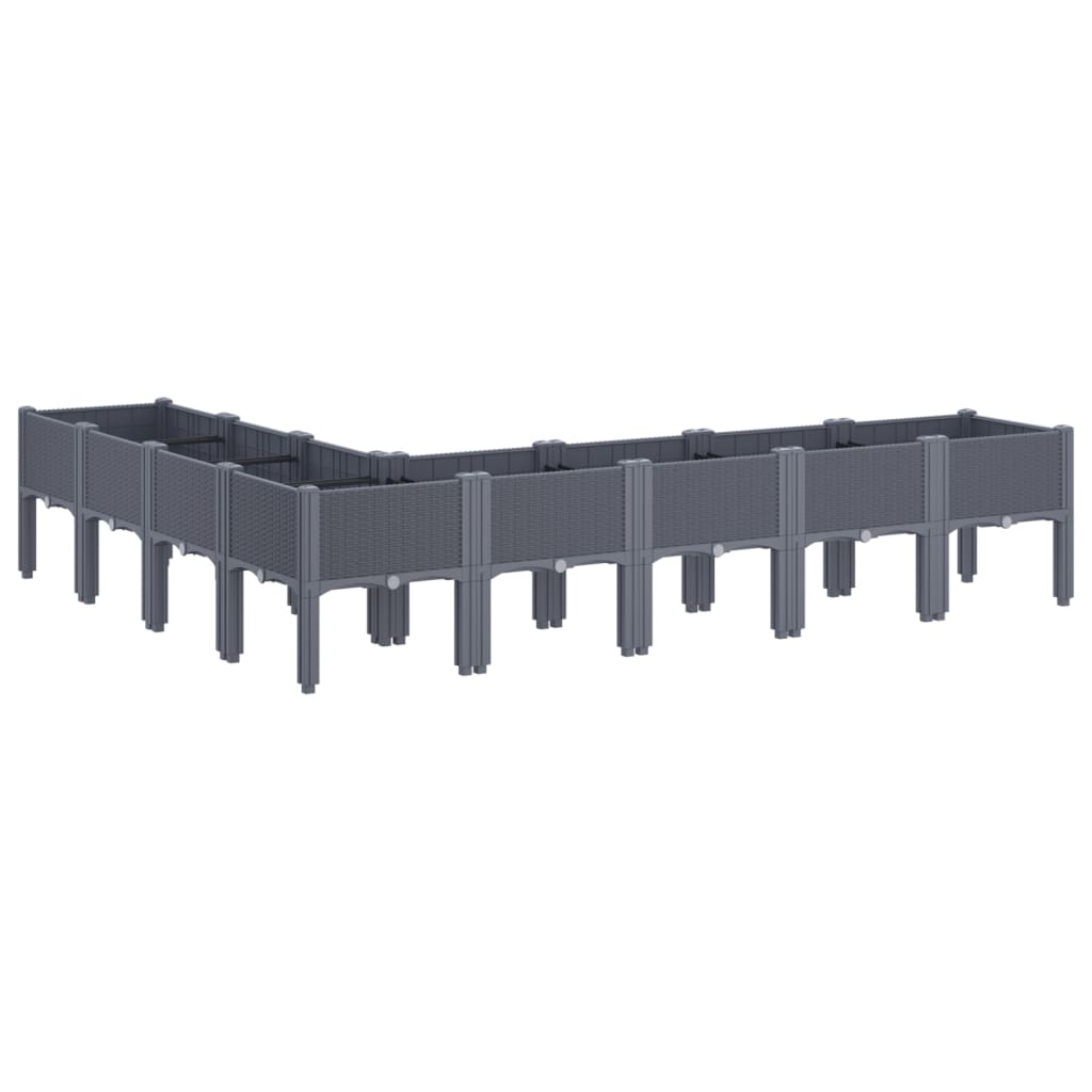 Plantenbak met poten 200x160x42 cm polypropeen grijs