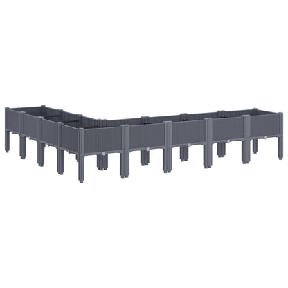 Plantenbak met poten 200x160x42 cm polypropeen grijs