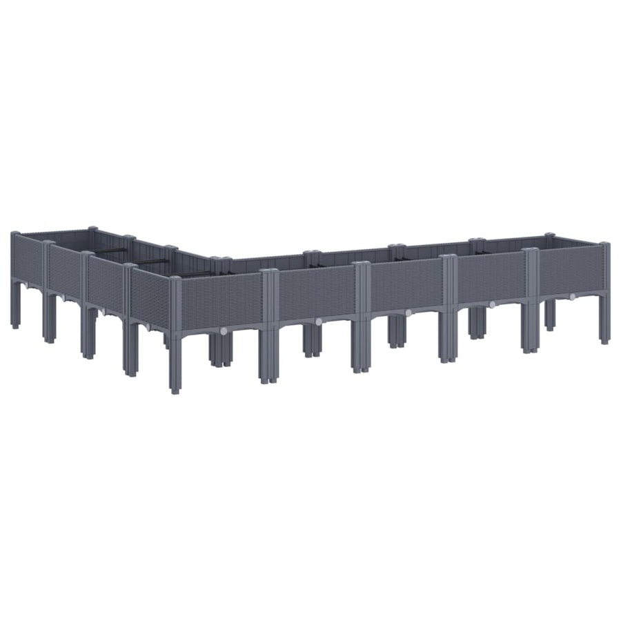 Plantenbak met poten 200x160x42 cm polypropeen grijs