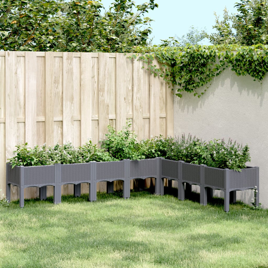 Plantenbak met poten 200x160x42 cm polypropeen grijs