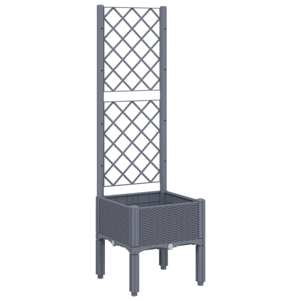 Plantenbak Met Latwerk 40X40X142 Cm Polypropeen Grijs