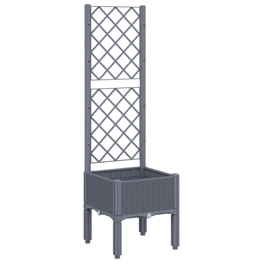 Plantenbak Met Latwerk 40X40X142 Cm Polypropeen Grijs