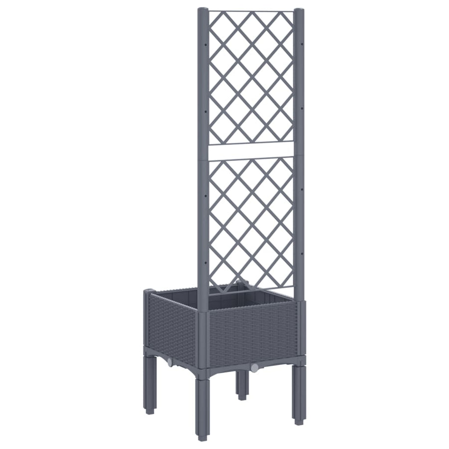 Plantenbak Met Latwerk 40X40X142 Cm Polypropeen Grijs