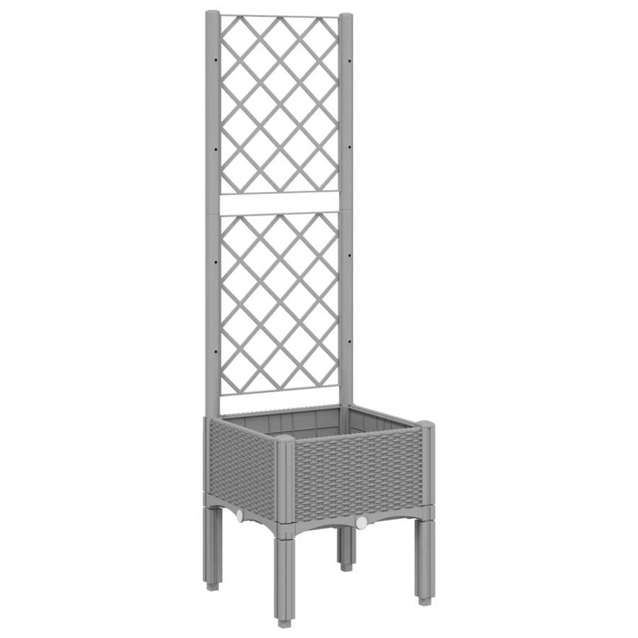 Plantenbak Met Latwerk 40X40X142 Cm Polypropeen Lichtgrijs