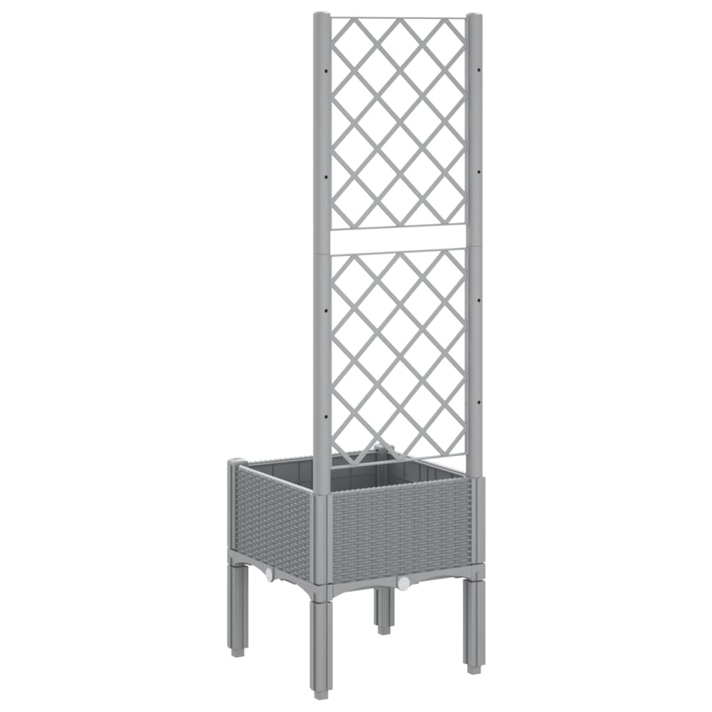 Plantenbak Met Latwerk 40X40X142 Cm Polypropeen Lichtgrijs