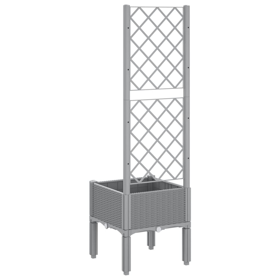 Plantenbak Met Latwerk 40X40X142 Cm Polypropeen Lichtgrijs