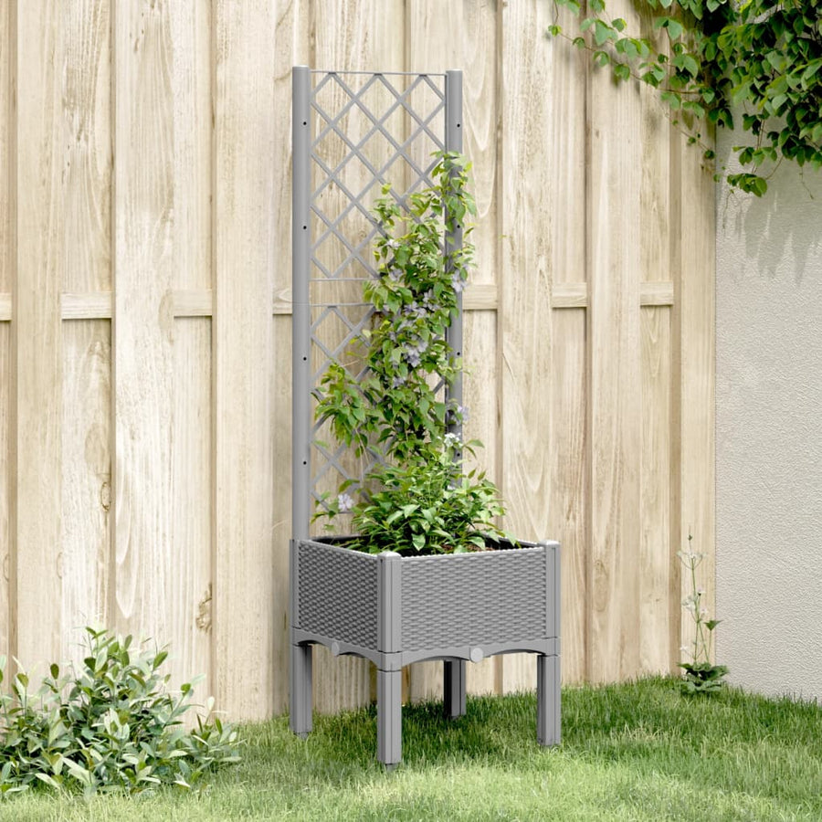 Plantenbak Met Latwerk 40X40X142 Cm Polypropeen Lichtgrijs