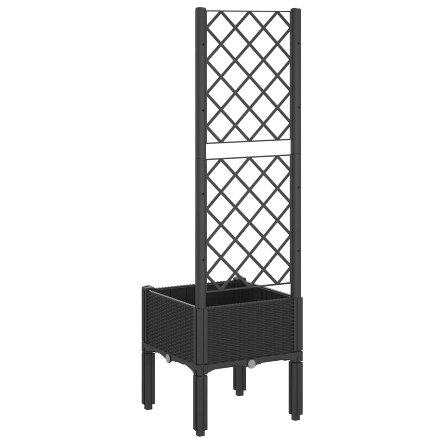 Plantenbak Met Latwerk 40X40X142 Cm Polypropeen Zwart