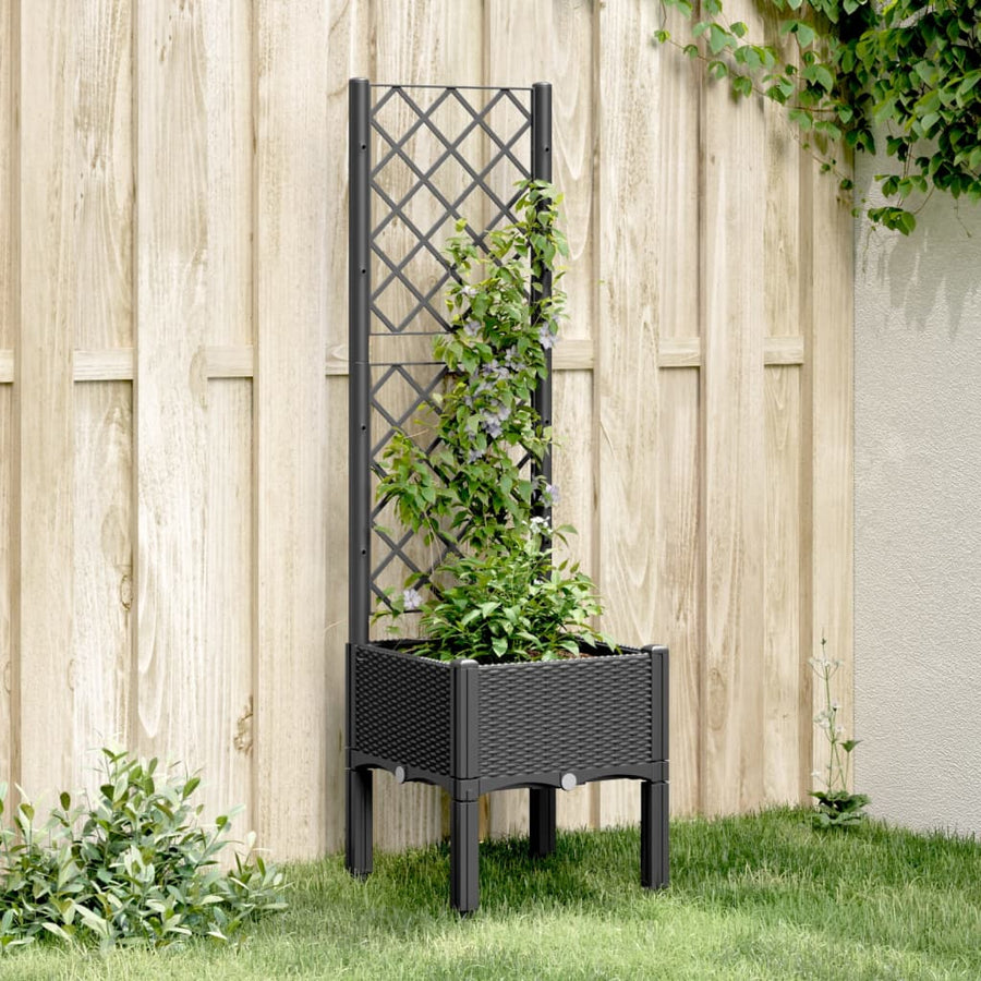 Plantenbak Met Latwerk 40X40X142 Cm Polypropeen Zwart