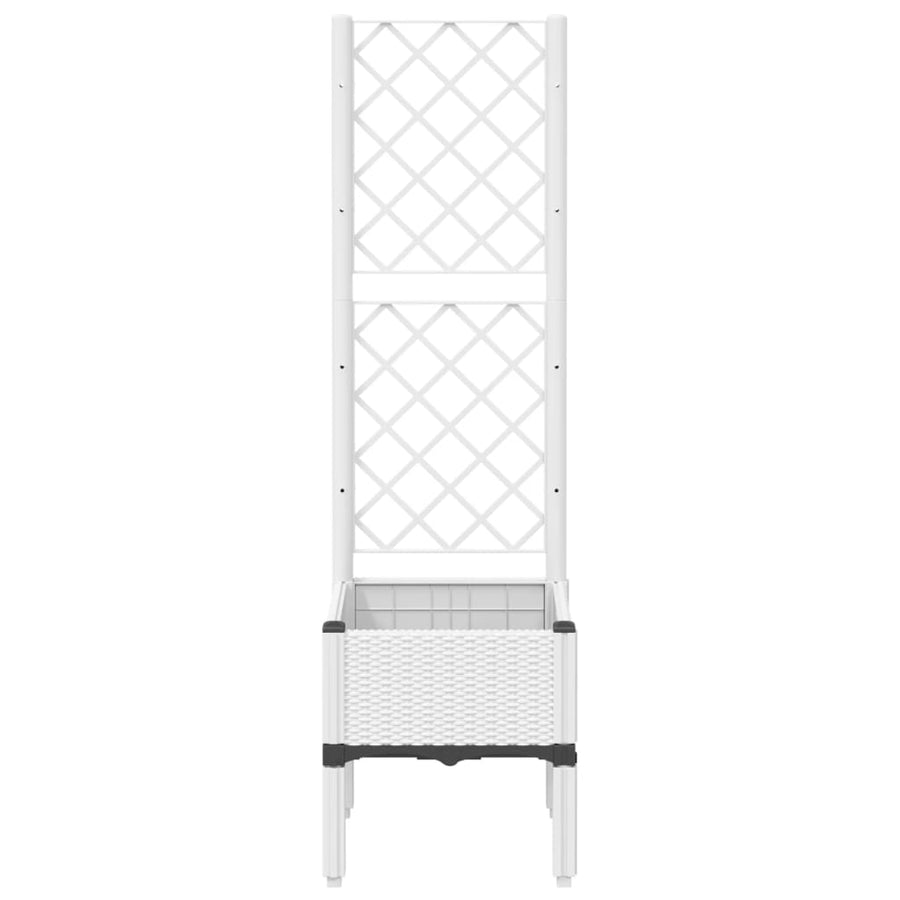 Plantenbak met latwerk 40x40x142 cm polypropeen wit