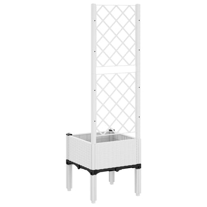 Plantenbak met latwerk 40x40x142 cm polypropeen wit