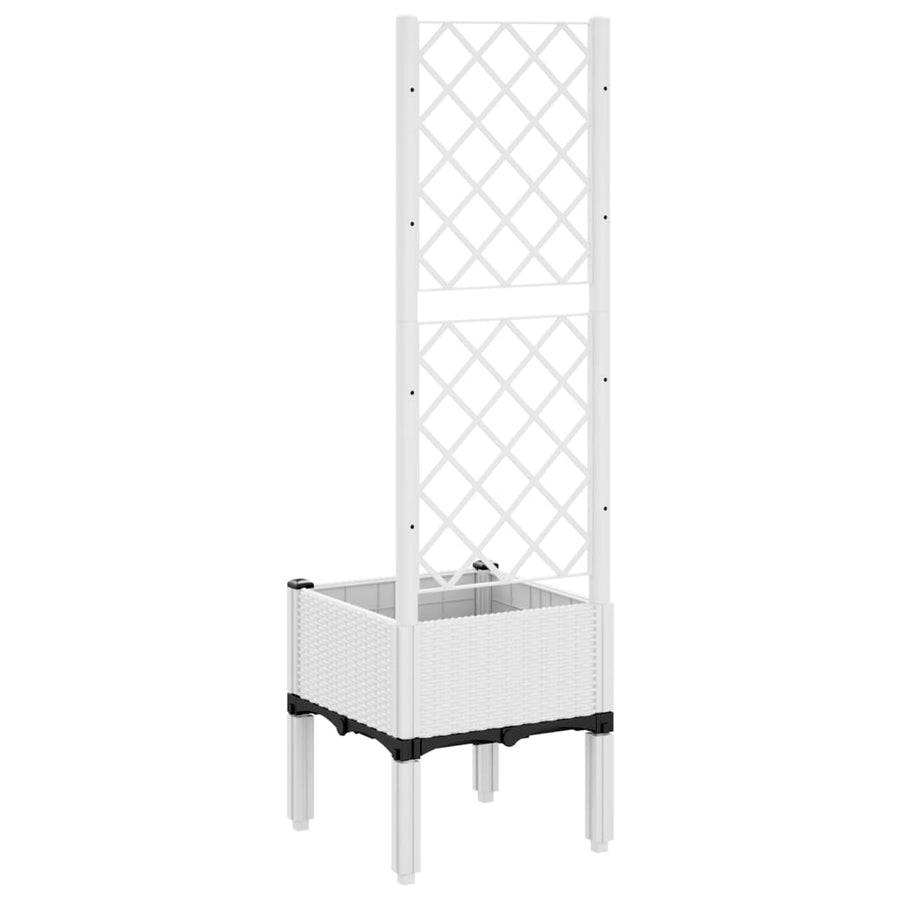 Plantenbak met latwerk 40x40x142 cm polypropeen wit