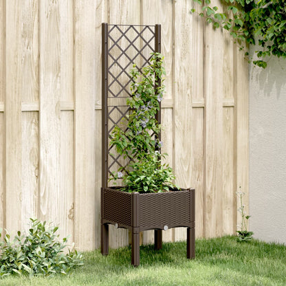 Plantenbak Met Latwerk 40X40X142 Cm Polypropeen Bruin