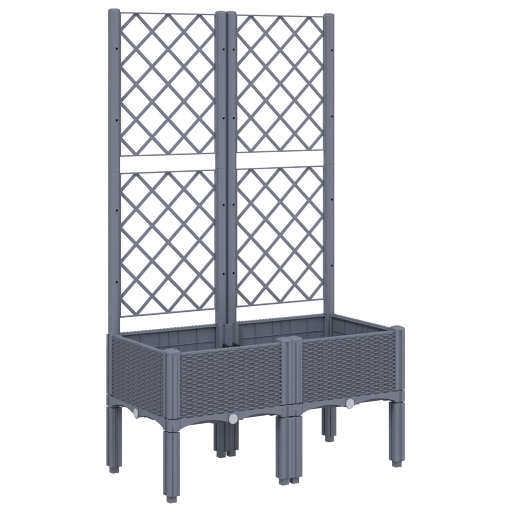 Plantenbak Met Latwerk 80X40X142 Cm Polypropeen Grijs